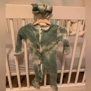 Spearmint Love SAGE/CREAM WAFFLE FOOTIE